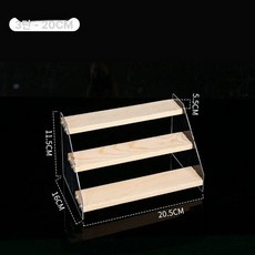 머스코 멋계단형 아크릴 전시대 수납 진열대 우드 디스플레이, 1단, 3칸 20cm