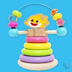 핑크퐁 아기상어 원목링쌓기 롤러코스터 유아교구, 단품, 1개