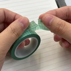 폴꾸 다꾸 라인 체크무늬 종이테이프 그린, 1개