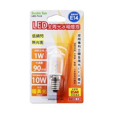 Double Sun LED 冰箱燈泡 1W 全周光, 1個, 黃光 E14