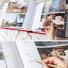 여행사진 메모 포토북 패브릭 하드커버 끼우는 사진앨범 양장형, 1개, 50매, 레드