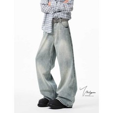 스트레이트 데님 루즈핏 팬츠 워싱 빈티지 와이드핏 캐주얼 트렌디 고급 데일리