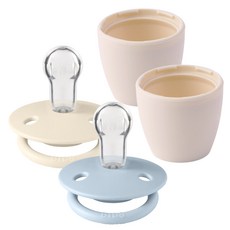 빕스 디럭스 실리콘 쪽쪽이+실리콘캡 2p 세트, Free Size(0~3세), 베이비블루&아이보리, 1개