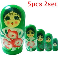 LUCKY7DAYSI 2 套 5 件套娃 祈求好運帶來豐饒和生育, 綠色奈良