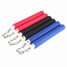 폼 쌍절곤 연습용 무술 수련 호신용품 태권도 용품 안전 훈련 도구 체인 연결, 3-쌍절곤-블랙, 1개