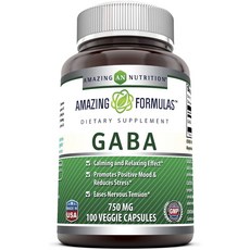 Amazing Nutrition GABA植物膠囊 750mg, 100顆, 1罐