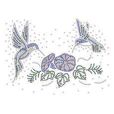 1개 벌새와 꽃 모양 유리 핫픽스 라인스톤 다리미 부착형 의상 액세서리 (옷 가방 바지용) 다채로운 색상 210x297mm, 혼합색