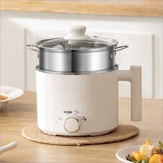 1인용 미니 전기멀티쿠커 소형 전기밥솥 다기능 라면포트 캠핑용 휴대용 분리형 스텐 전기냄비 여행용 전골냄비, 신형 보성 화이트 기계식 스틸 바구니