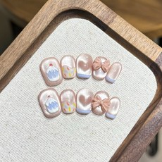 手工假指甲美甲貼片可拆卸 - 短橢圓 XS/S/M, 1個, 想見海 - 短橢圓 M