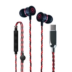 Mocrox 入耳式電競耳機 Type-C接口 聽聲辨位 抗噪線控麥克風, 紅