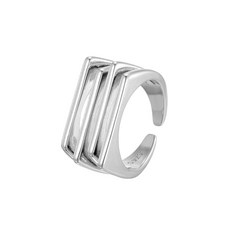 AKIPANDA 모던 실버 레이어드 오픈링 반지