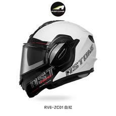 ASTONE RV6 ZC01 彩繪 後掀式 安全帽 內藏墨鏡 可掀式 耳機槽 歐規, 白／紅,L:56-57cm大帽體
