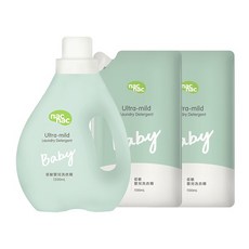 nac nac 低敏嬰兒洗衣精 (1罐 2補充包) - 寶寶衣物清潔首選, 1套, 1.2L