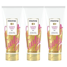Pantene Pro-V 컬 크림 헤어 로션 모이스처라이징 컬 디파이닝 크림 웨이브 또는 곱슬머리를 위한 곱슬머리 방지 비타민 B5 3팩 총 532.3ml(18온스)