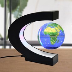 可開發票 磁懸浮地球儀髮光自轉辦公室桌麵擺件家居裝飾創意禮品生日禮物 磁懸浮地球儀 發光夜燈 自轉 黑科技創意禮物, 4寸C形深藍中文(球體發光)