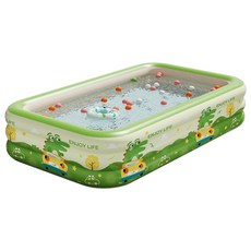 家用大型加厚充氣泳池 寶寶專用收納水池, 1.5米3層恐龍漫遊充氣泳池, 1個