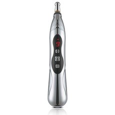 XINDE FENG 經絡疏通筆 智慧尋穴 脈衝按摩刺激穴位, 金屬白, 充電款【三頭帶油】彩盒