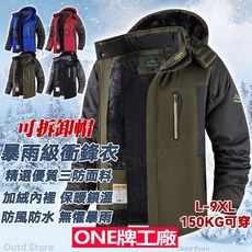大尺碼加絨衝鋒衣 登山外套 防風防水保暖連帽外套