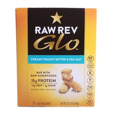 RAW REVOLUTION 未加工的超級食物蛋白棒奶油花生醬和海鹽 12 棒純素無麩質 15 克蛋白質, 544克