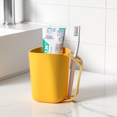 牙刷架 洗漱杯 口腔照護 漱口杯, 黃色, 1個