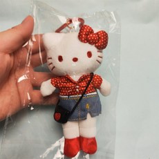 귀여운KT 드레스업 인형 인형옷인형 세트 인형키링 가방 핸드폰 장식 펜던트 선물, 약 15cm, 1 레드 도트 데님룩 인형키링 세트