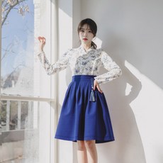 생활한복 세트 야생화 저고리 글월 네이비 허리치마_172