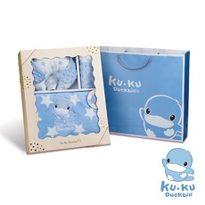 KUKU 酷咕鴨 神奇荳荳安撫毯套組禮盒 三件組, 藍色