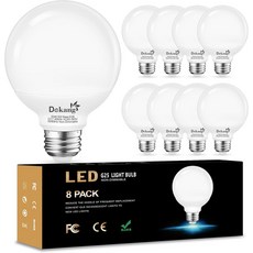 8개입 LED 화장대 조명 전구 욕실용 4000K 자연광 E26 베이스 글로브 60W 백열등 대등 5W 원형 조명 전구 화장대 거울용 500루멘 조광 불가, 4000k Daylight, 8 Count(Pack of 1)