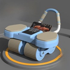 자동 복근 휠 피트니스 기구 홈트레이닝 코어 강화 트레이너 남녀 겸용 팔꿈치 지지 롤러, 3. 복부 휠 [4륜 대형 스크린] - 블루 + 자세, 기본