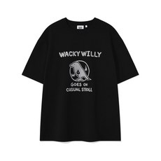 매장정품 와키윌리 WACKY WILLY 타이포 버드 그래픽 반팔 티셔츠 블랙 WA2502ST21BK 499260