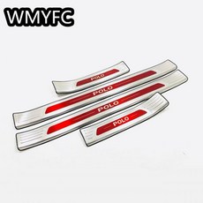 발판 도어 스커프 호환 문턱 스텝 가드 스테인레스 스틸 외부 씰 플레이트 프로텍터 커버 폭스바겐 폴로 Mk6 2019 2020 2021 2022 2023 4 개, External