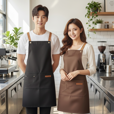 보나리빙 길이조절 방수 앞치마 여자 방수앞치마 카페 예쁜 앞치마, 1개, 블랙