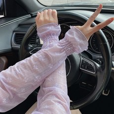 蕾絲冰絲袖套女防曬網紗微透冰感輕薄柔軟開車護袖【臺灣出貨】