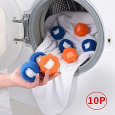 팬더 캐릭터 세탁 헤어볼 세탁볼 털제거, 10개, 파랑+주홍