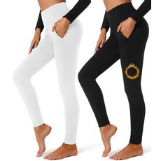 FULLSOFT 2팩 플리스 안감 레깅스 여성용 하이 웨이스트 보온 겨울 요가 팬츠 운동 러닝용 블랙 와인 레드2팩 라지-엑스라지 147779