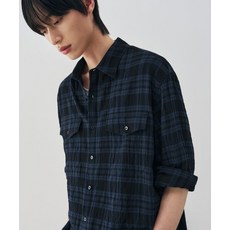 드로우핏 DRAW FIT 라몬 투포켓 시어서커 체크 셔츠 [BLUE]