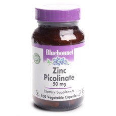 Bluebonnet 吡啶甲酸鋅50mg植物膠囊 無麩質 無糖, 100顆, 1罐