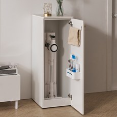 공간철학 클로버 무선 청소기 수납장 핸디 청소기장 도어형 미니 틈새 정리함, 화이트