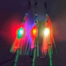 LED 야광 집어등 오징어 루어 갈치채비 무지개 칠색 점멸등, 1개, 야광핑크, 바늘5/0