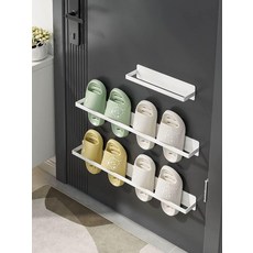 자석 신발걸이 정리대 슬 실내화 거치대 사무실 간편 수납 레이어 벽걸이 마그네틱, 블랙 2개 세트-롱 스타일-4켤레