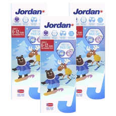 JORDAN 兒童牙膏 (6-12歲), 清新水果味, 1000ppm 含氟量, 75g, 3條