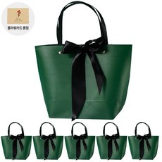 VITALO 블랙리본 기프트백 6P 선물 주머니 답례품 선물 포장 종이 가방 (플라워카드 6개 지급), GR(그린)