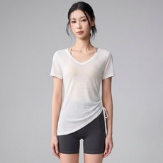女童瑜伽運動服裝套裝 側邊抽繩 V領 透氣速乾 健身跑步訓練服