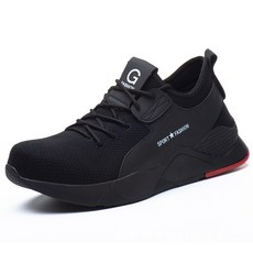 牛皮輕量鋼頭安全鞋，舒適透氣耐磨防滑工作鞋，工地安全防護首選, 黑色, 1個