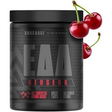 GODSRAGE 갓스레이지 버서크 EAA 필수 아미노산 - 고용량 복합체 9가지 포함 1회 제공량 15g 단백질 88g 쉽게 용해되는 맛있는 음료 사워 애플 링스 500g, Cherry, 1개