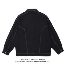 Dee studios검은 조수 브랜드 주름 밝은 라인 분할 잘 생긴 재킷 남성과 여성의 봄 느슨한 캐주얼 재킷