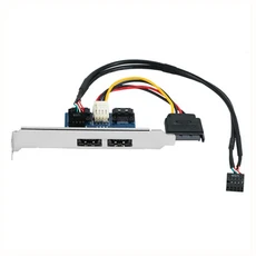 데스크탑 컴퓨터 듀얼 포트 SATA-전원 Esatap 9핀-USB 2.0 변환기 확장 후면 브래킷 카드, 01 blue