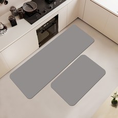 폴라도레 2종세트 빨아쓰는 소프트 규조토 발매트 인테리어 주방 화장실 매트, 1.다크그레이