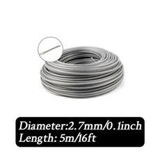 LUSQI 교체용 강철 와이어 나일론 잔디 트리머 라인 원형 브러시커터 로프 깎는 기계 2mm 2 4mm 7mm 3mm 5m 10m 15m, 3) 5Mx2.7MM, 1개