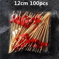 하트 꽃 모양 대나무 꼬치 뷔페 컵케이크 과일 디저트 스틱 칵테일 웨딩용, 1개